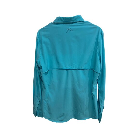 Blacktip Sailfish Vented Shirt Blue Sz Large Button Up Roll Tab Sleeve Outdoor - Picture 2 of 11